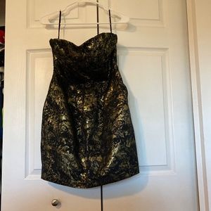 Strapless Black & Gold Social Dress